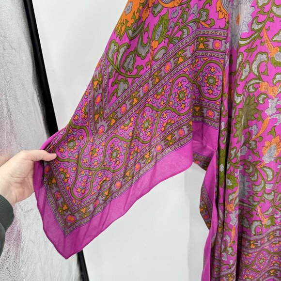 FREE PEOPLE magic dance duster kimono tunic shirt cape shawl floral hippie OS - Picture 5 of 8